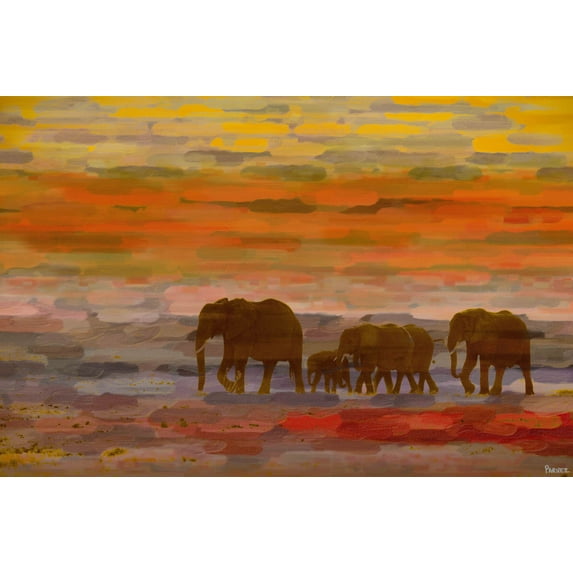 Parvez Taj "Herd Walking" Print on Canvas