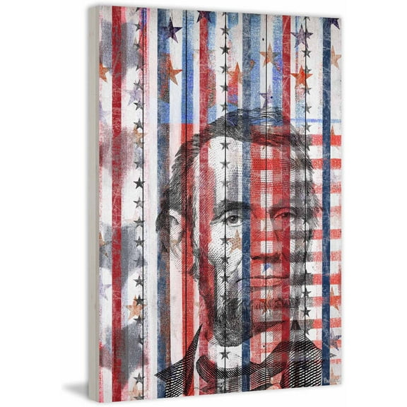 Parvez Taj "Honest Abe" Print on White Wood