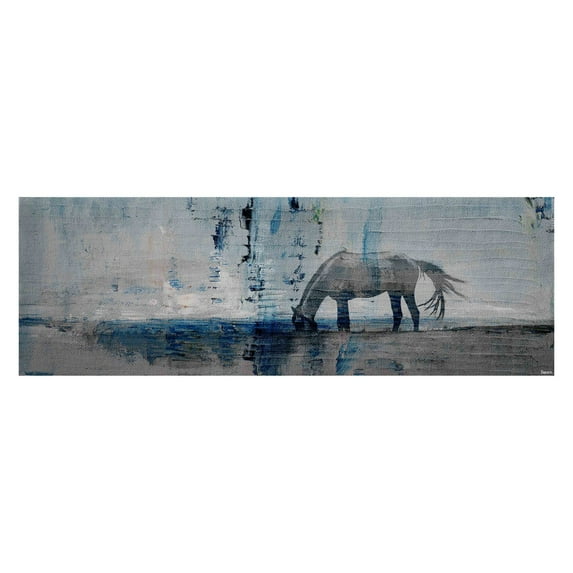 Parvez Taj Horse Grazing Blue Canvas Wall Art