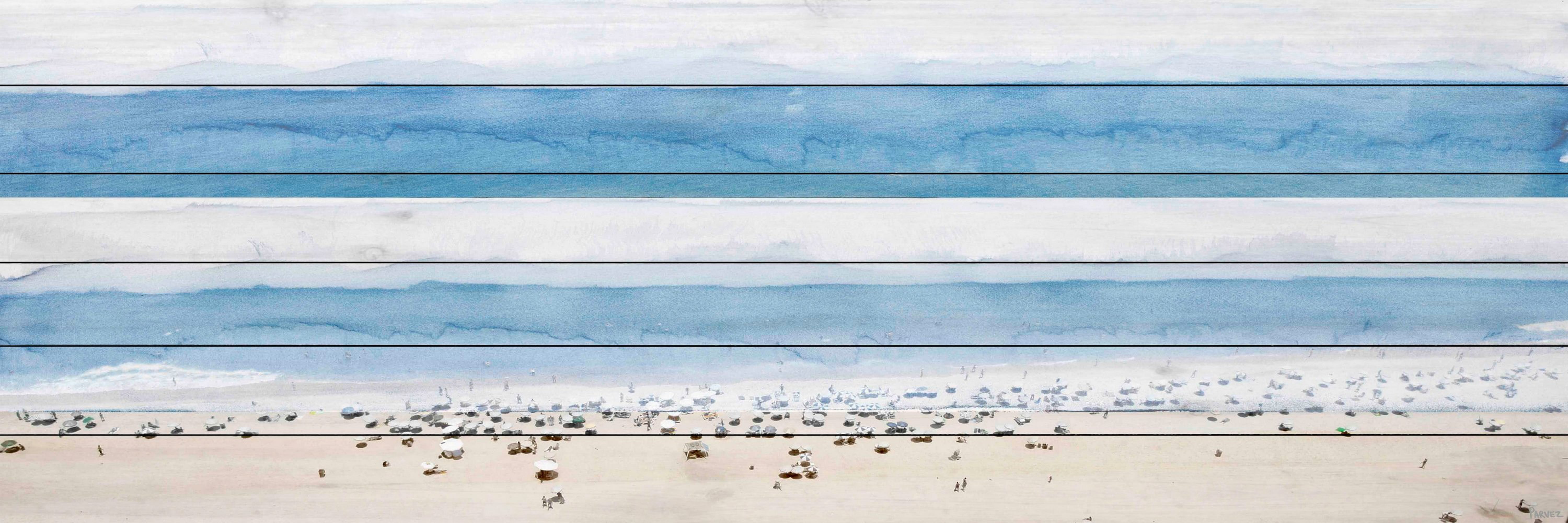 Ipanema Beach Coastal Blue and White Canvas Print