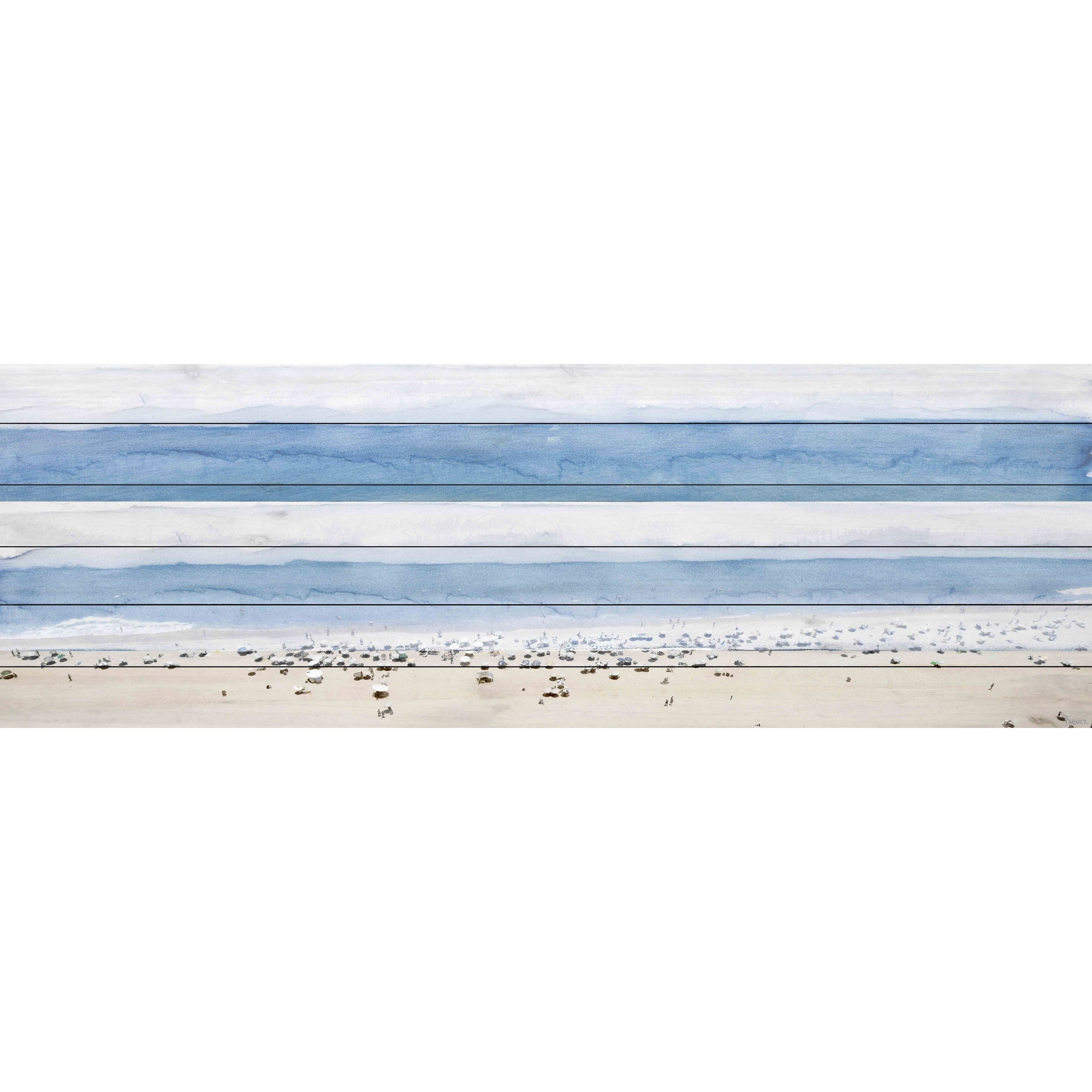 Abstract Coastal Landscape UV Ink Print on White Wood