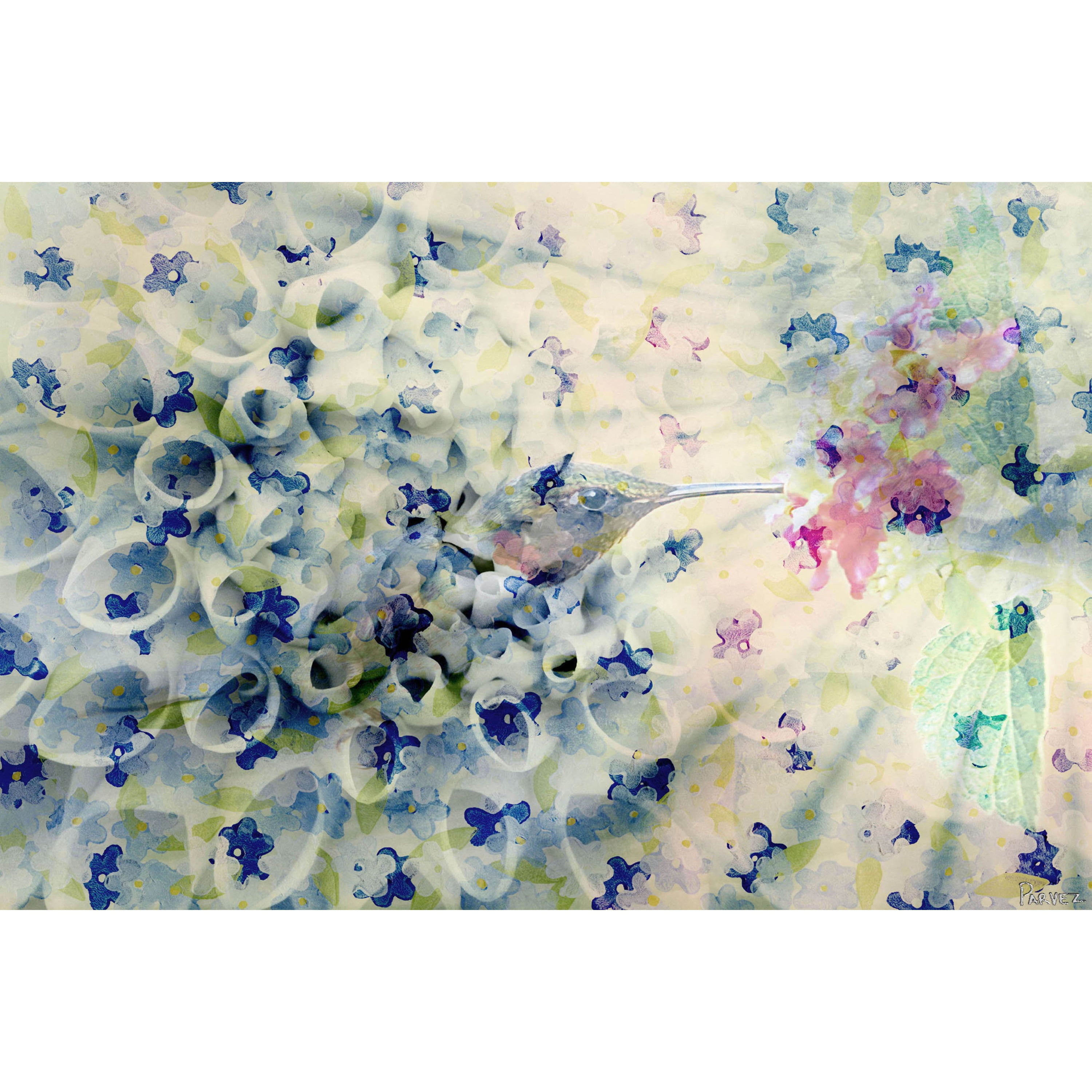Parvez Taj Abstract Hummingbird Canvas Art Print, 12" x 18"