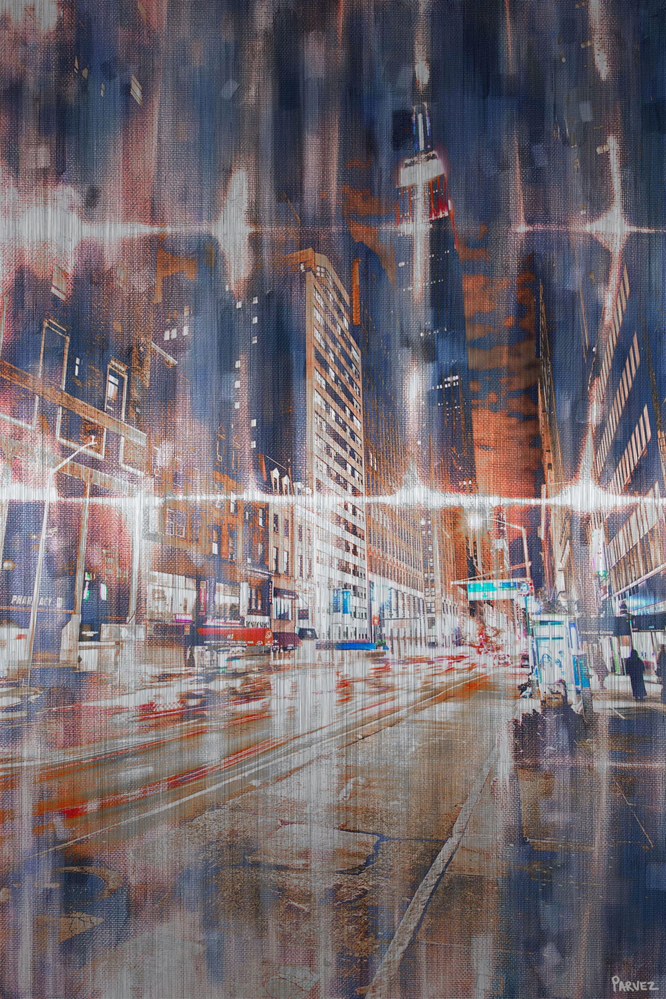 Parvez Taj  'It's a Blur' Painting Print on Brushed Aluminum 30 x 45