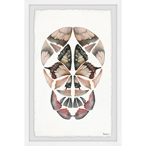 Parvez Taj "Kaleidoscope Butterfly Skull" Framed Painting Print