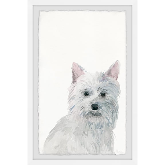 Parvez Taj Little White Dog Framed Wall Art