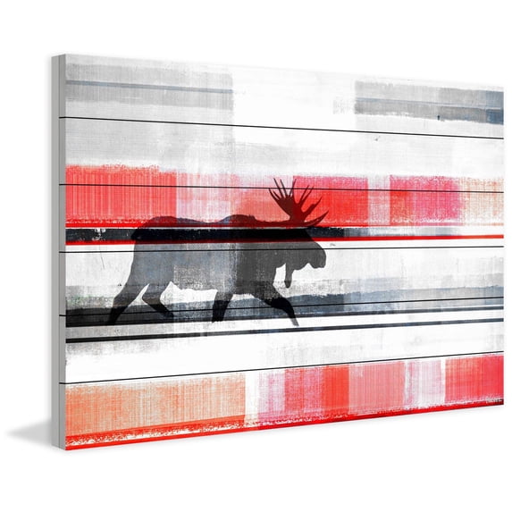 Parvez Taj Lone Moose White Wood Wall Art, 12" x 18"