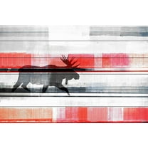 Parvez Taj Lone Moose White Wood Wall Art, 8" x 12"