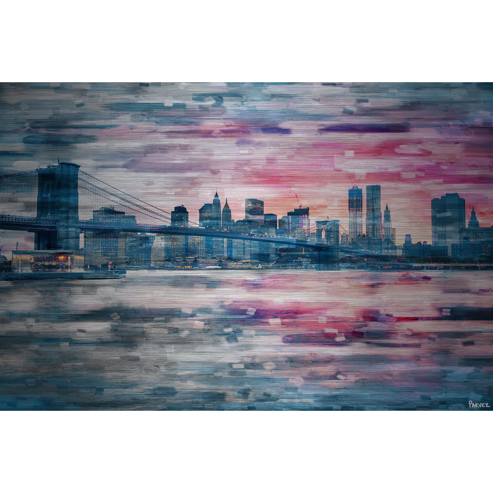 Parvez Taj  'Long Island Evening' Painting Print on Brushed Aluminum 60 x 40