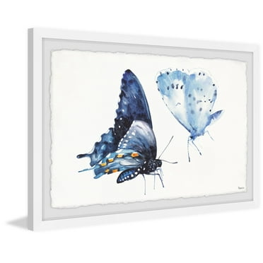 Parvez Taj "Magical Blue Butterflies" Framed Painting Print