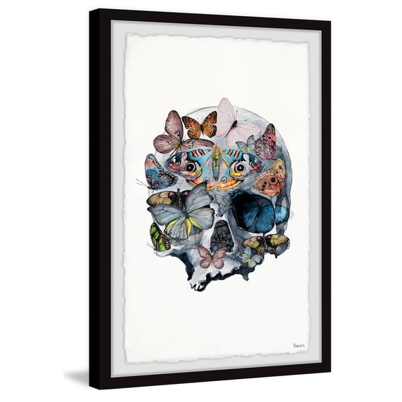 Parvez Taj "Magnificent Butterfly Skull" Framed Painting Print