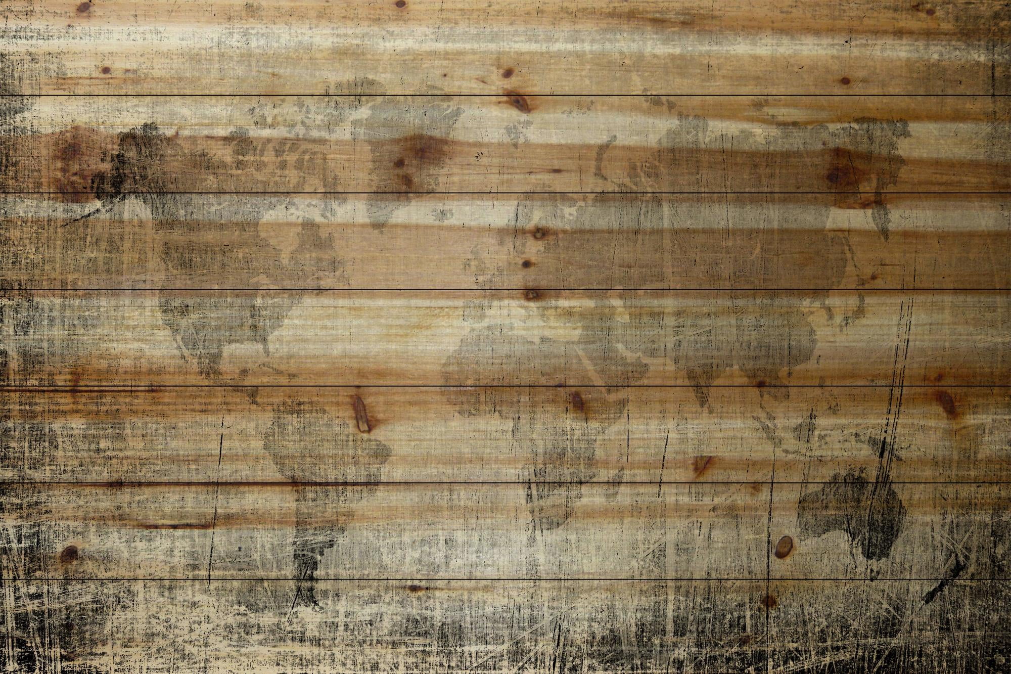 Parvez Taj Mhmp-304-Bdw-36 24" X 36" "Latitude" Art Print On Natural Pine Wood