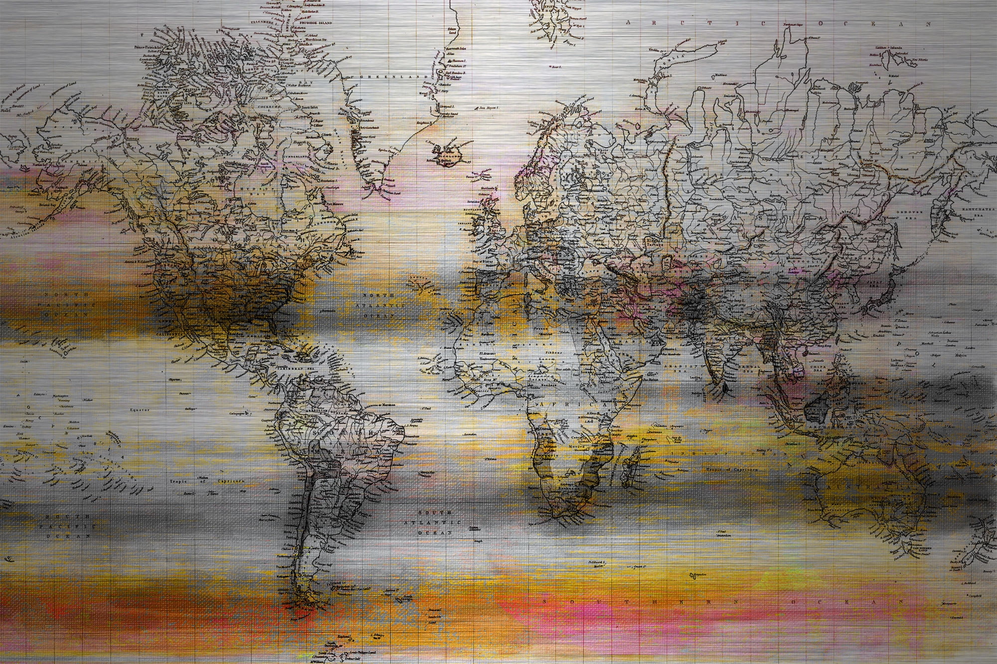 Parvez Michel Inc Parvez Taj 'Topographical Map' Print on Brushed Aluminum