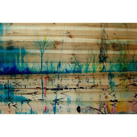 Parvez Taj 'Morrison Lake' Painting Print on Natural Pine Wood - Multi 36 x 24