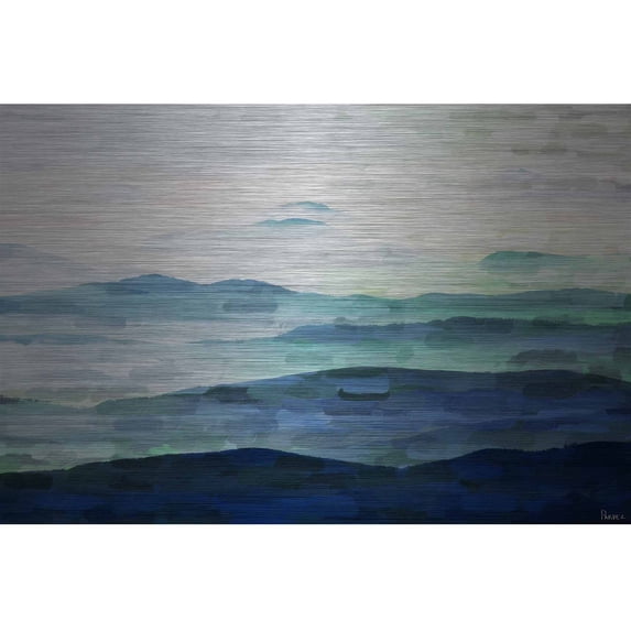 Parvez Taj 'Mountain Tops' Painting Print on Brushed Aluminum Multi-Color 18 x 12