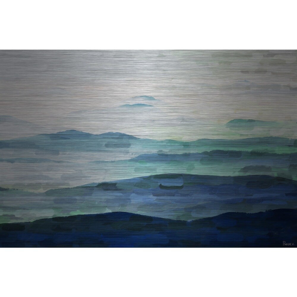 Parvez Taj  'Mountain Tops' Painting Print on Brushed Aluminum Multi-Color 36 x 24