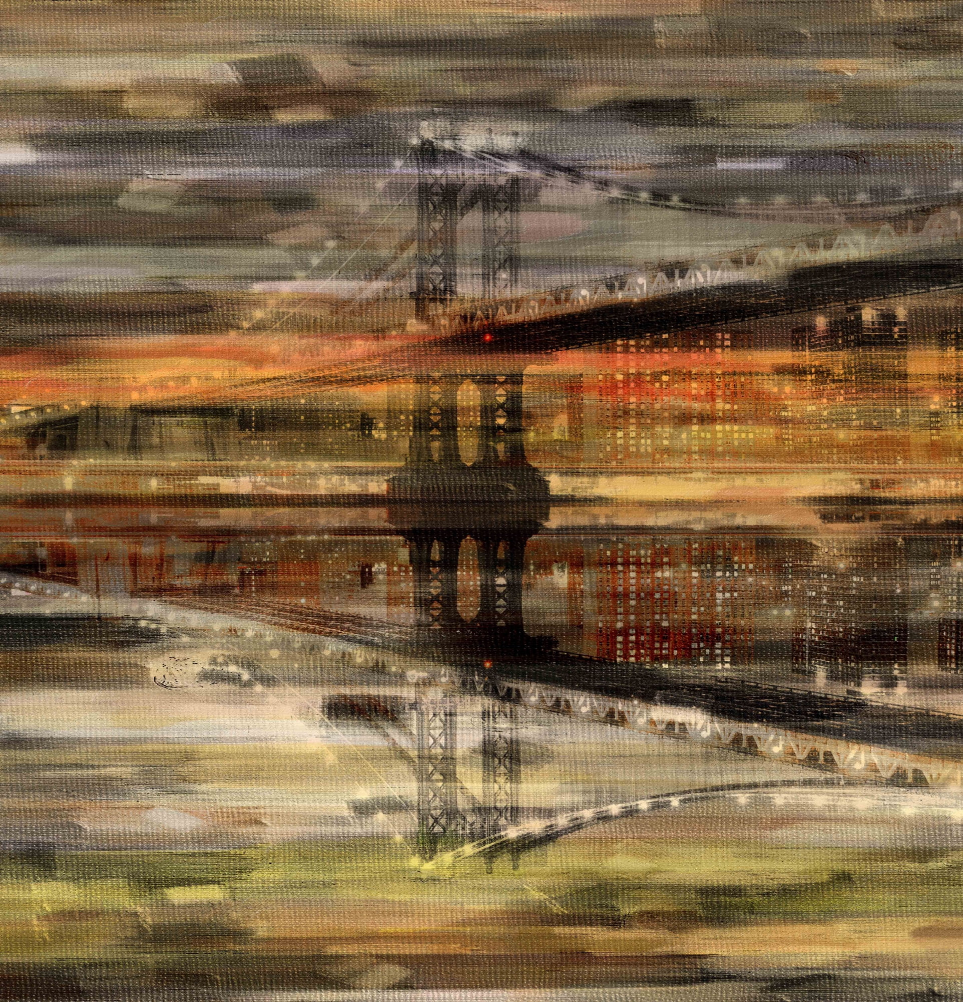 Parvez Taj "Night Bridge" Print on Canvas