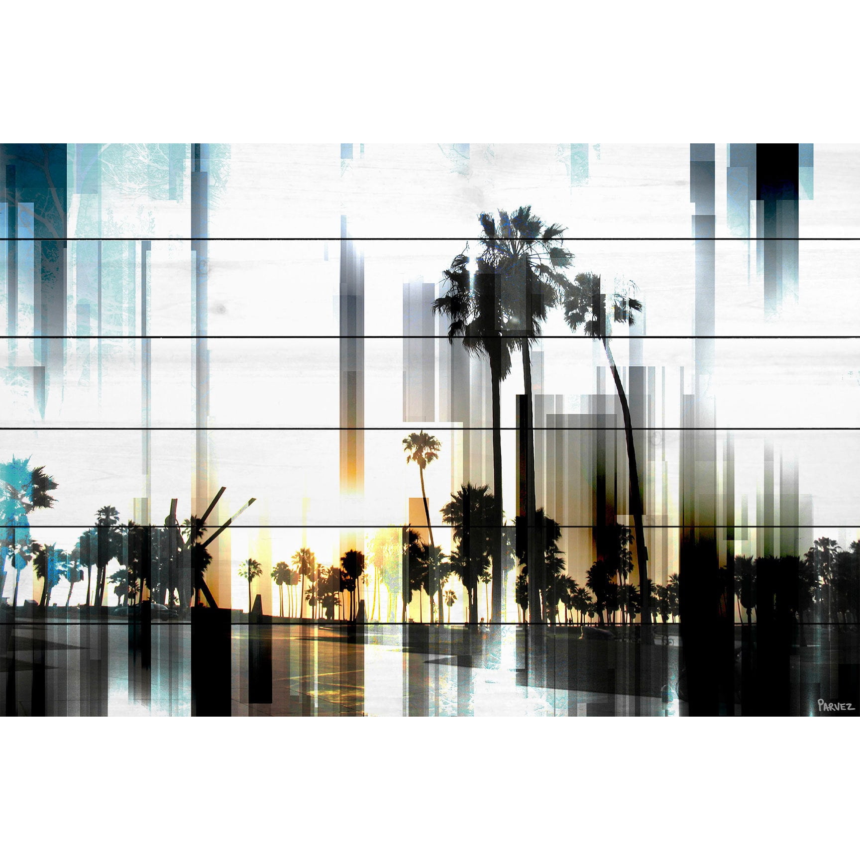Parvez Taj  'Ocean Front' Painting Print on White Wood 36 x 24