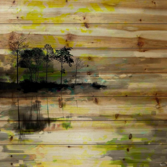 Parvez Taj  'Oshawa' Painting Print on Natural Pine Wood - Multi-color 32 x 32