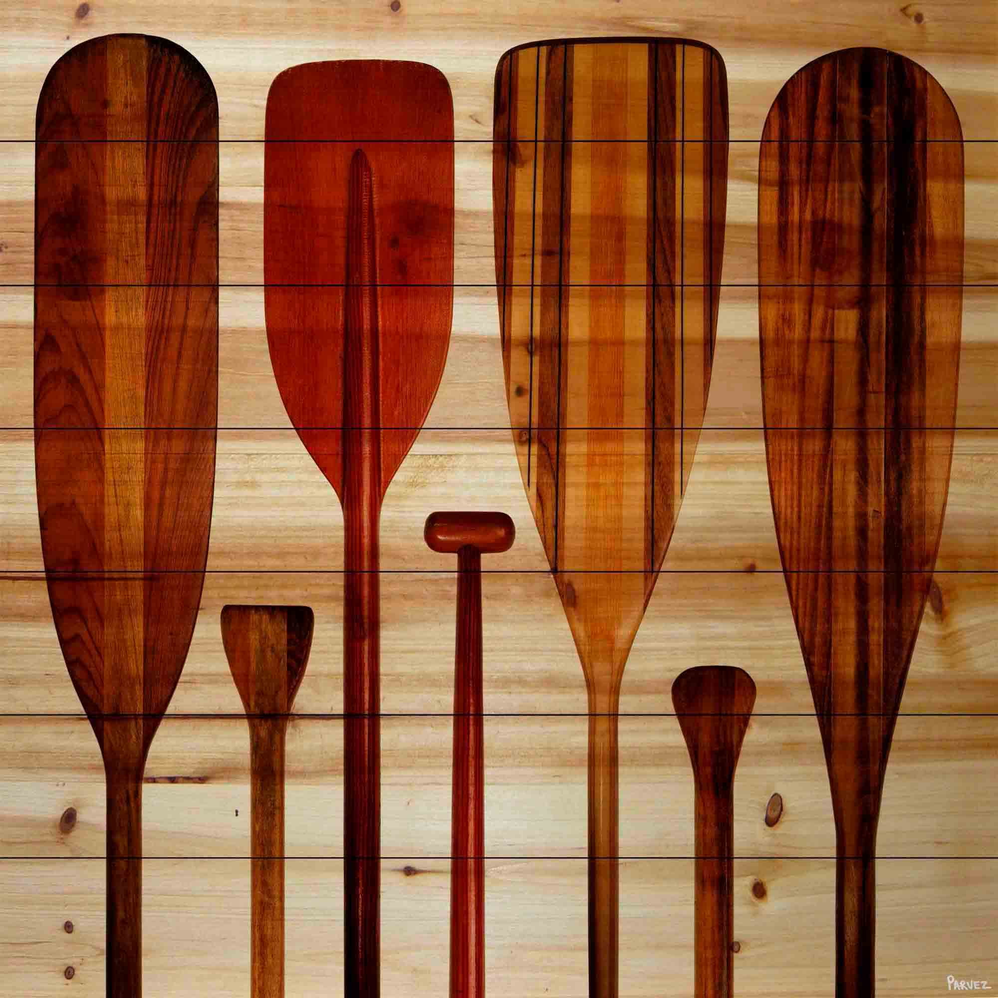 Parvez Taj Paddles Pinewood Wall Art, 18" x 18"