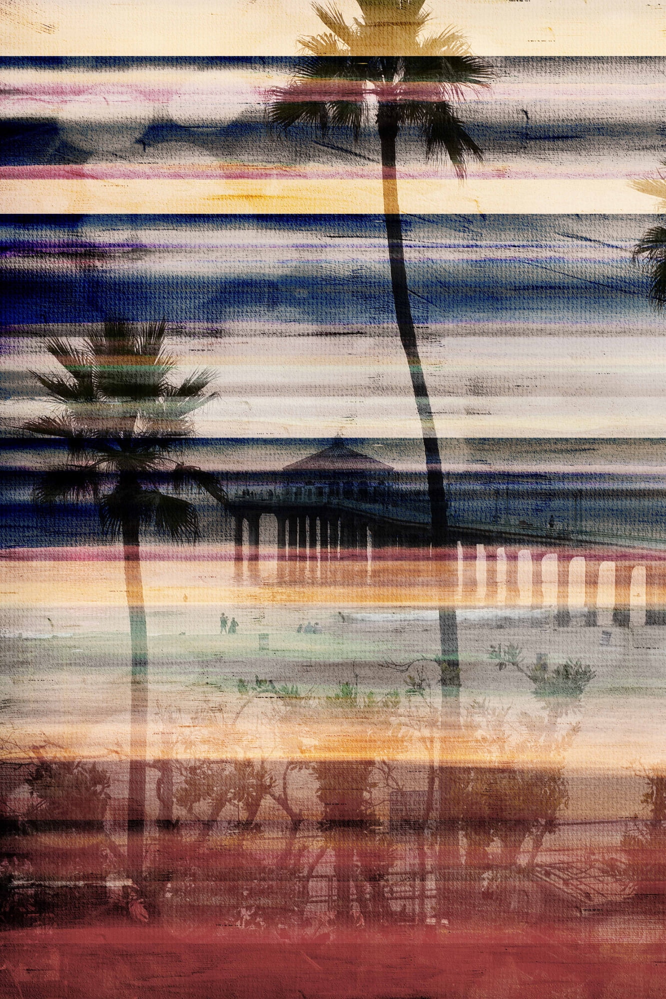 Parvez Taj "Palms by the Pier" Print on Canvas