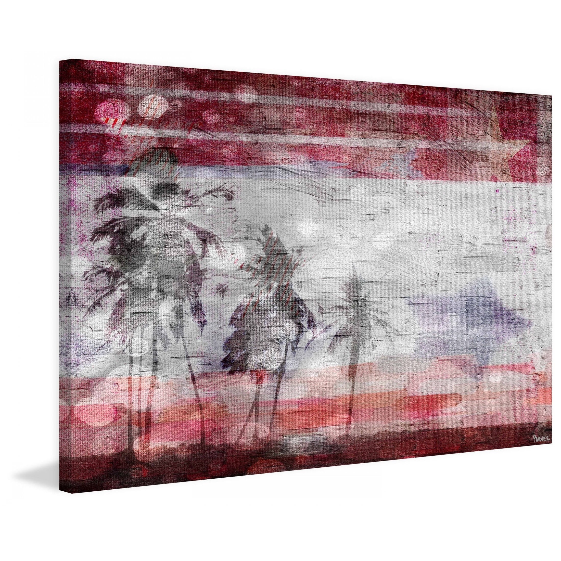 Parvez Michel Inc Parvez Taj - "Patriotic Palms" Print on Canvas - Multi-color