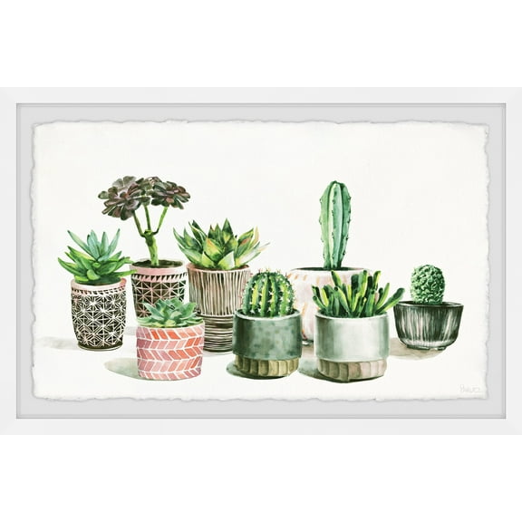 Parvez Taj Patterned Pots Cactus Framed Wall Art