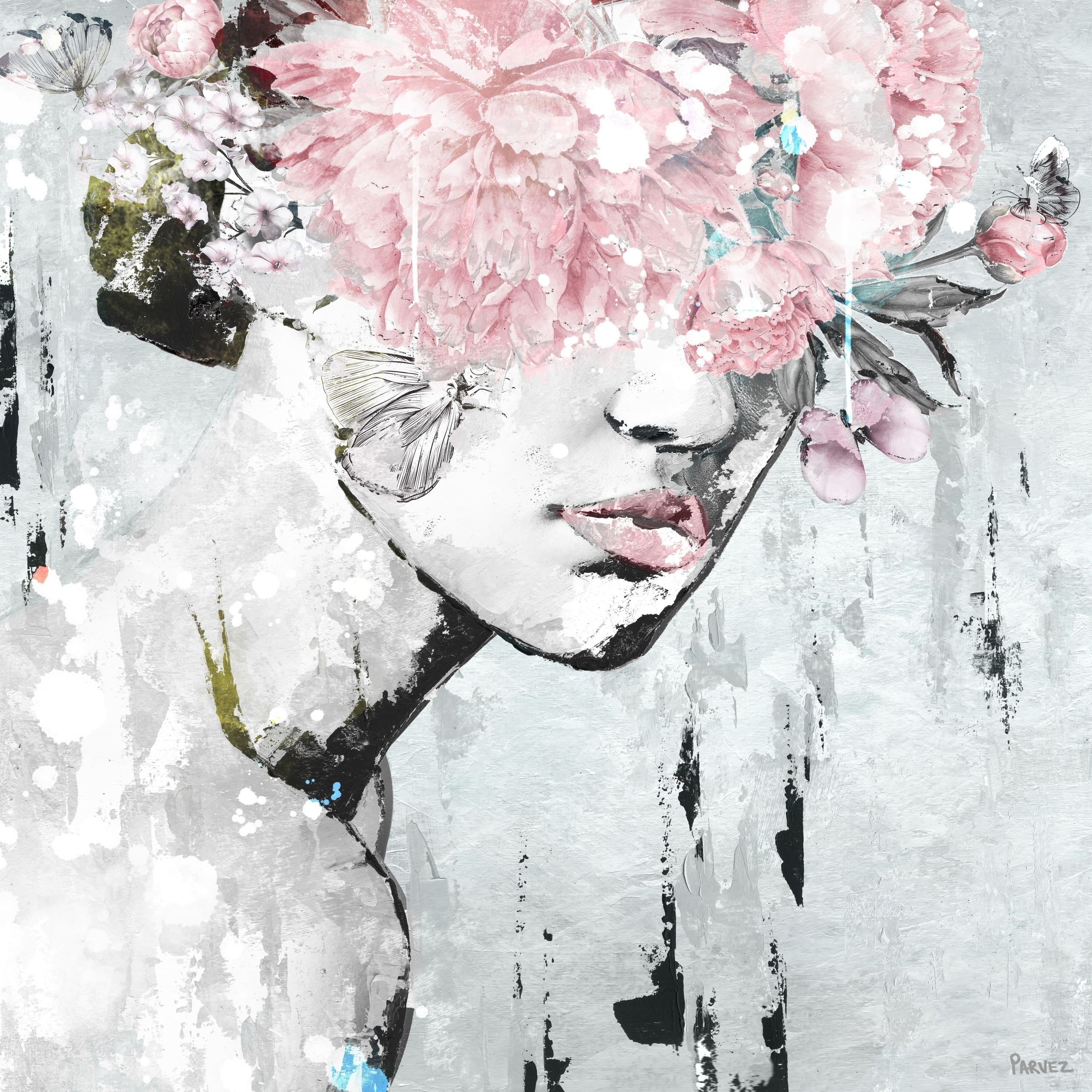 Parvez Taj Pink Flower Bloom Canvas Wall Art