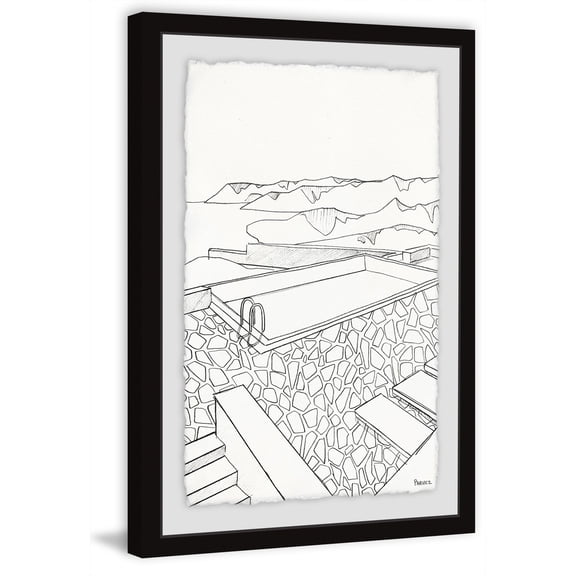Pool View Framed Painting Print