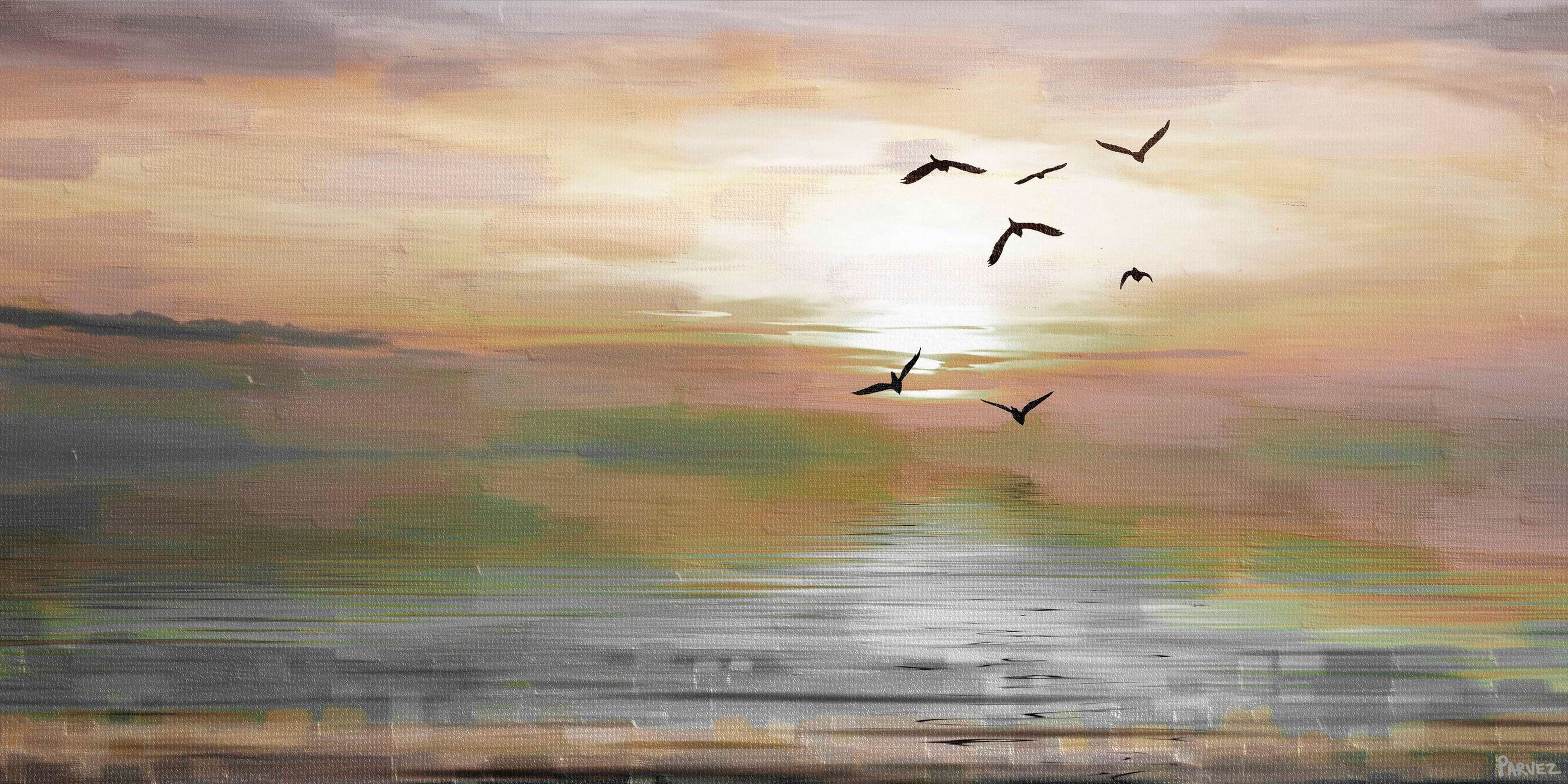 Abstract Birds in Flight Canvas Print, 36" x 18"