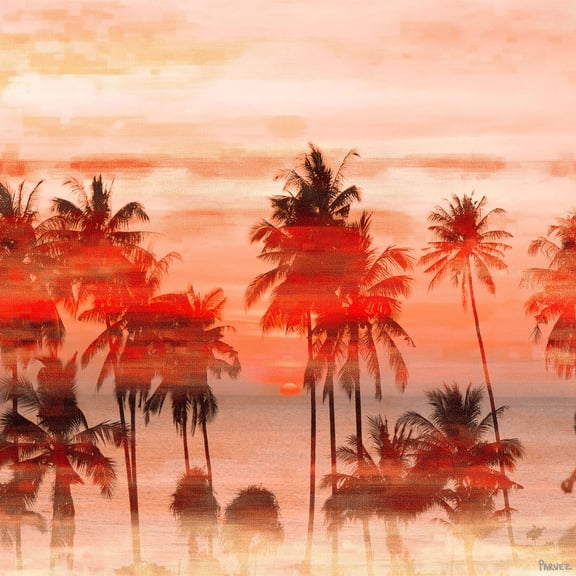 Parvez Taj Pt-Cnpw-18-C-24 24" X 24" "Orange Sky" Art Print On Stretched Canvas