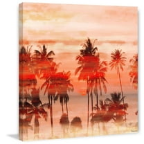 Parvez Taj Pt-Cnpw-18-C-32 32" X 32" "Orange Sky" Art Print On Stretched Canvas