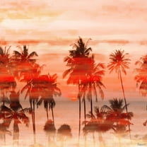 Parvez Taj Pt-Cnpw-18-C-40 40" X 40" "Orange Sky" Art Print On Stretched Canvas