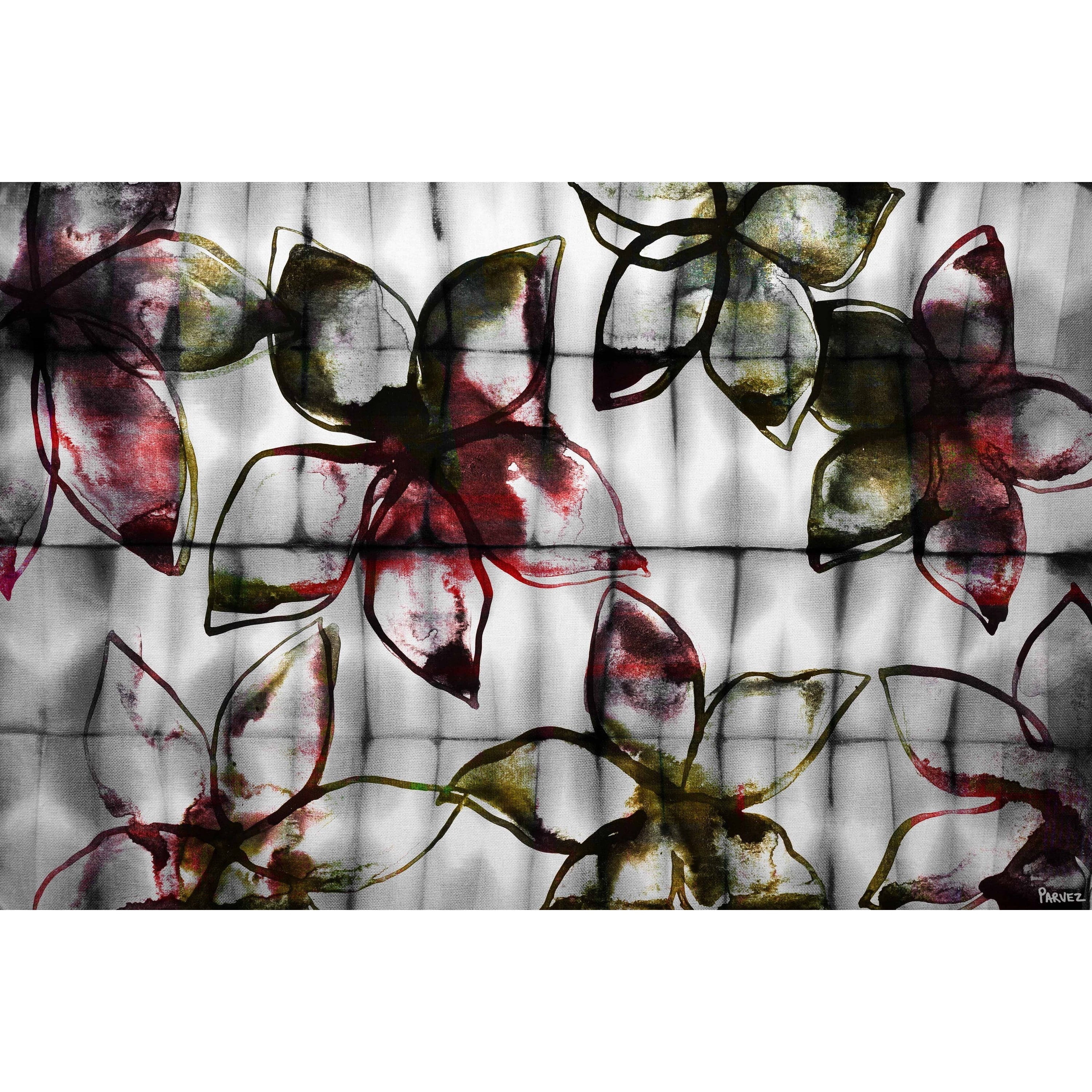 Parvez Michel Inc Parvez Taj - Floral Outlines Painting Print on Canvas - Multi-color