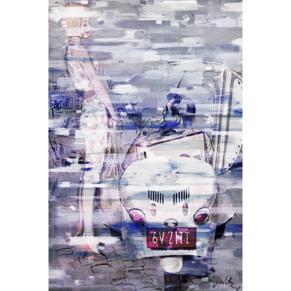 Parvez Taj Pt-Sepfash-37-C-18 18" X 12" "Wanna Ride?" Art Print On Stretched Canvas