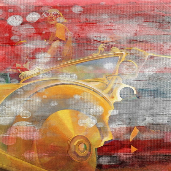 Parvez Taj Pt-Sepfash-78-C-24 24" X 24" "Yellow Ride" Art Print On Stretched Canvas