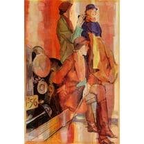 Parvez Taj Pt-Sepfash-84-C-24 24" X 16" "Girls Day" Art Print On Stretched Canvas