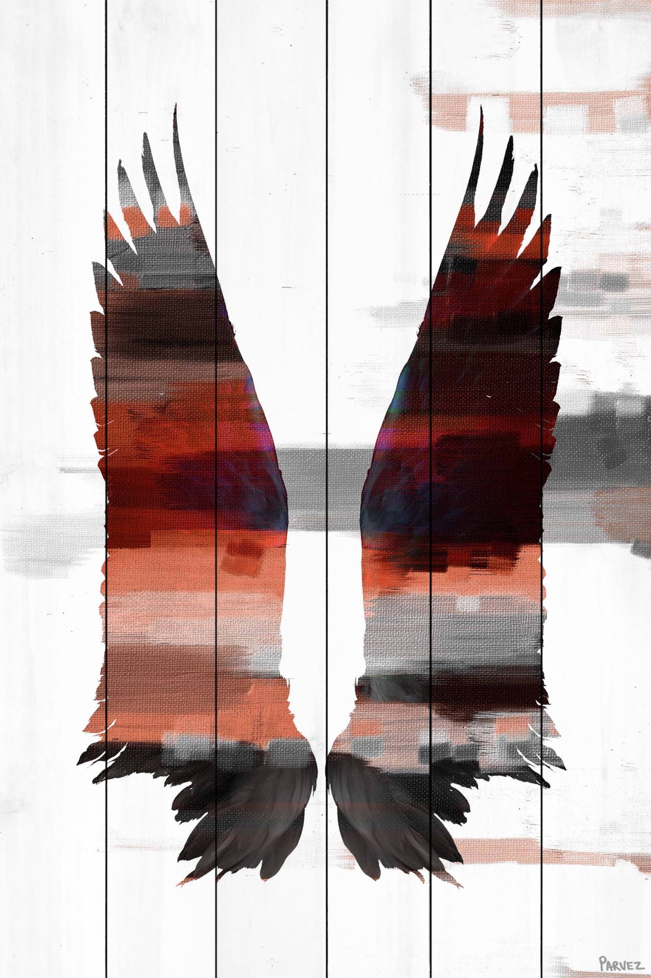 Parvez Michel Inc Parvez Taj - Dark Wings Painting Print on White Wood