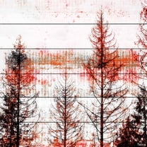 Parvez Taj Pt-Wnpw-105-Ww-32 32" x 32" "Orange Hue" Art Print On White Wood