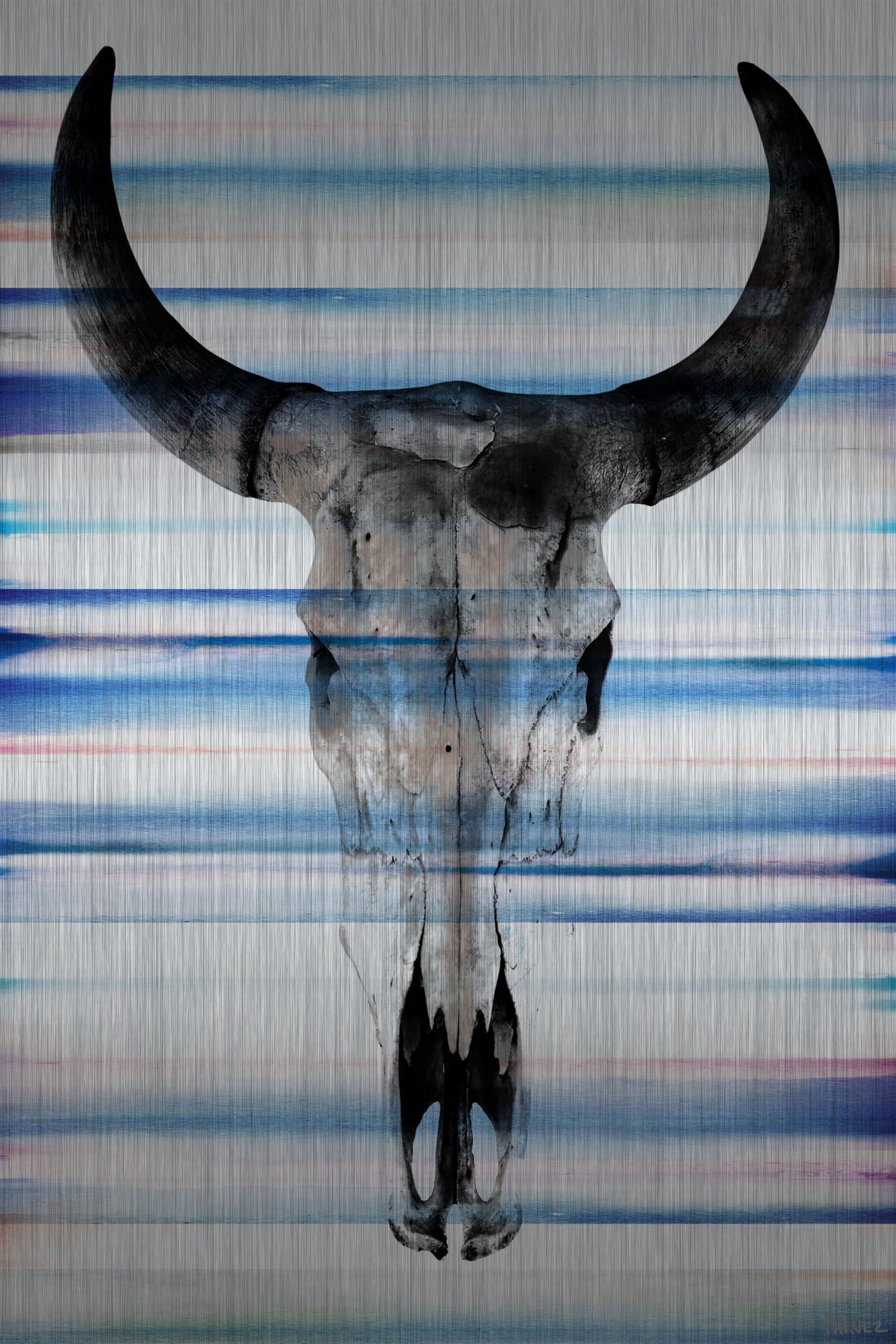 Parvez Michel Inc Parvez Taj - Long Skull Face Painting Print on Brushed Aluminum