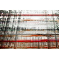 Parvez Taj Pt-Wnpw-137-Ww-45 30" x 45" "Gray Trees" Art Print On White Wood