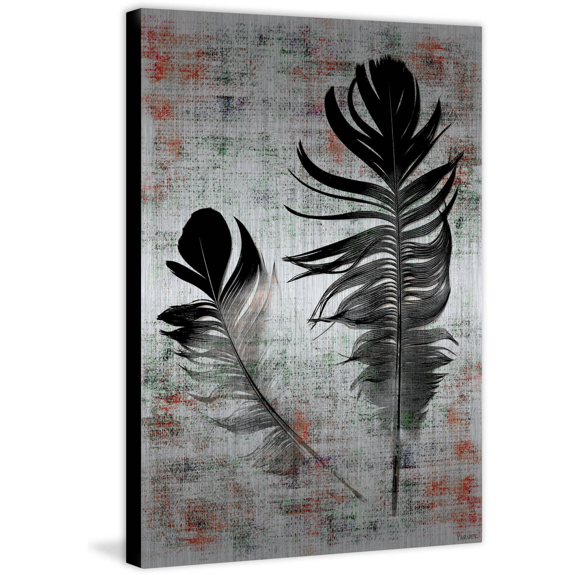 Parvez Michel Inc Parvez Taj - Black Feathers Painting Print on Brushed Aluminum