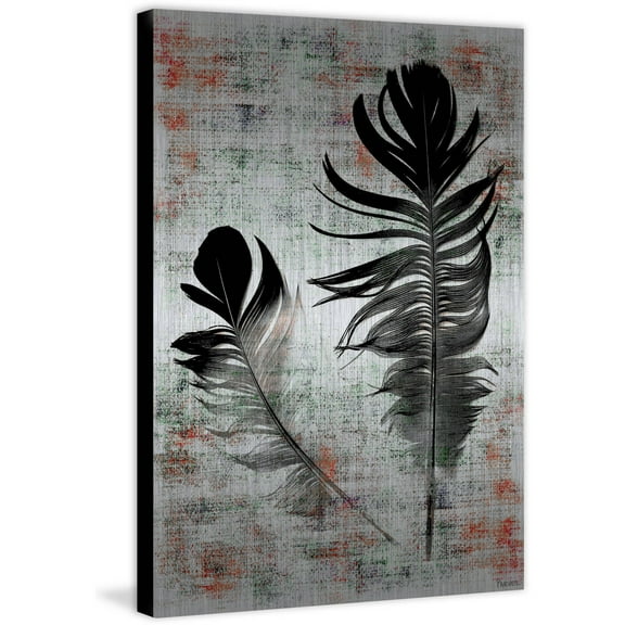 Parvez Taj Pt-Wnpw-145-Al-45 45" X 30" "Black Feathers" Art Print On Aluminum
