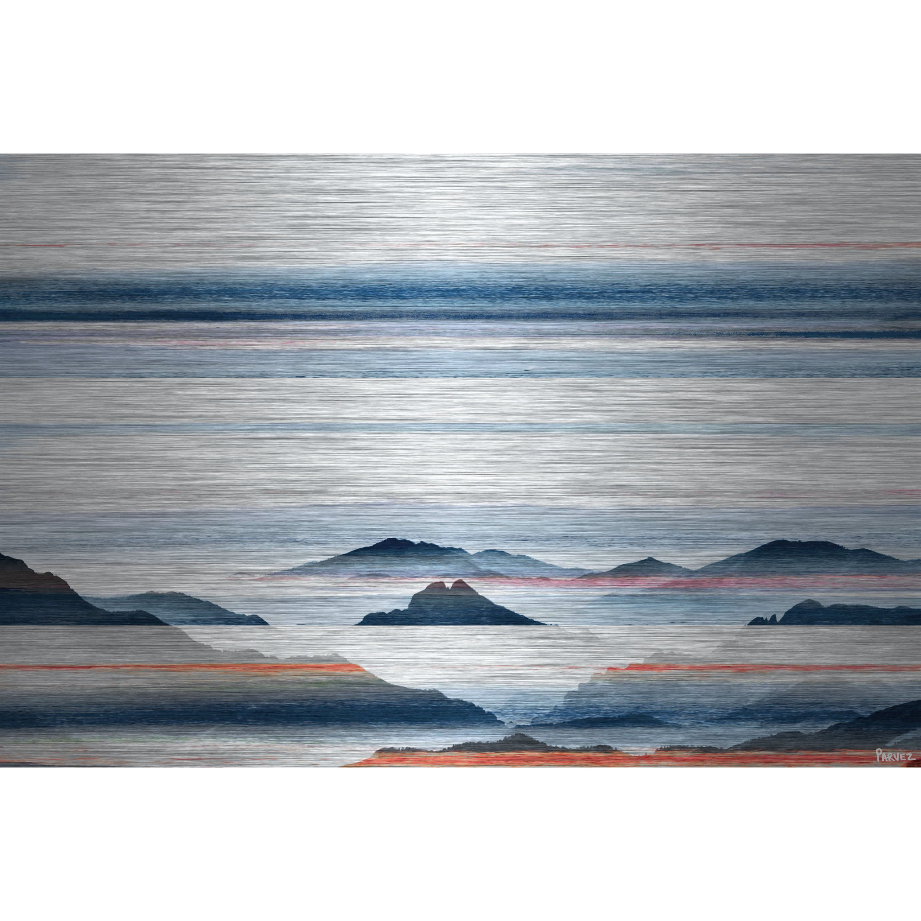 Parvez Michel Inc Parvez Taj - Hidden Blue Mountains Painting Print on Brushed Aluminum