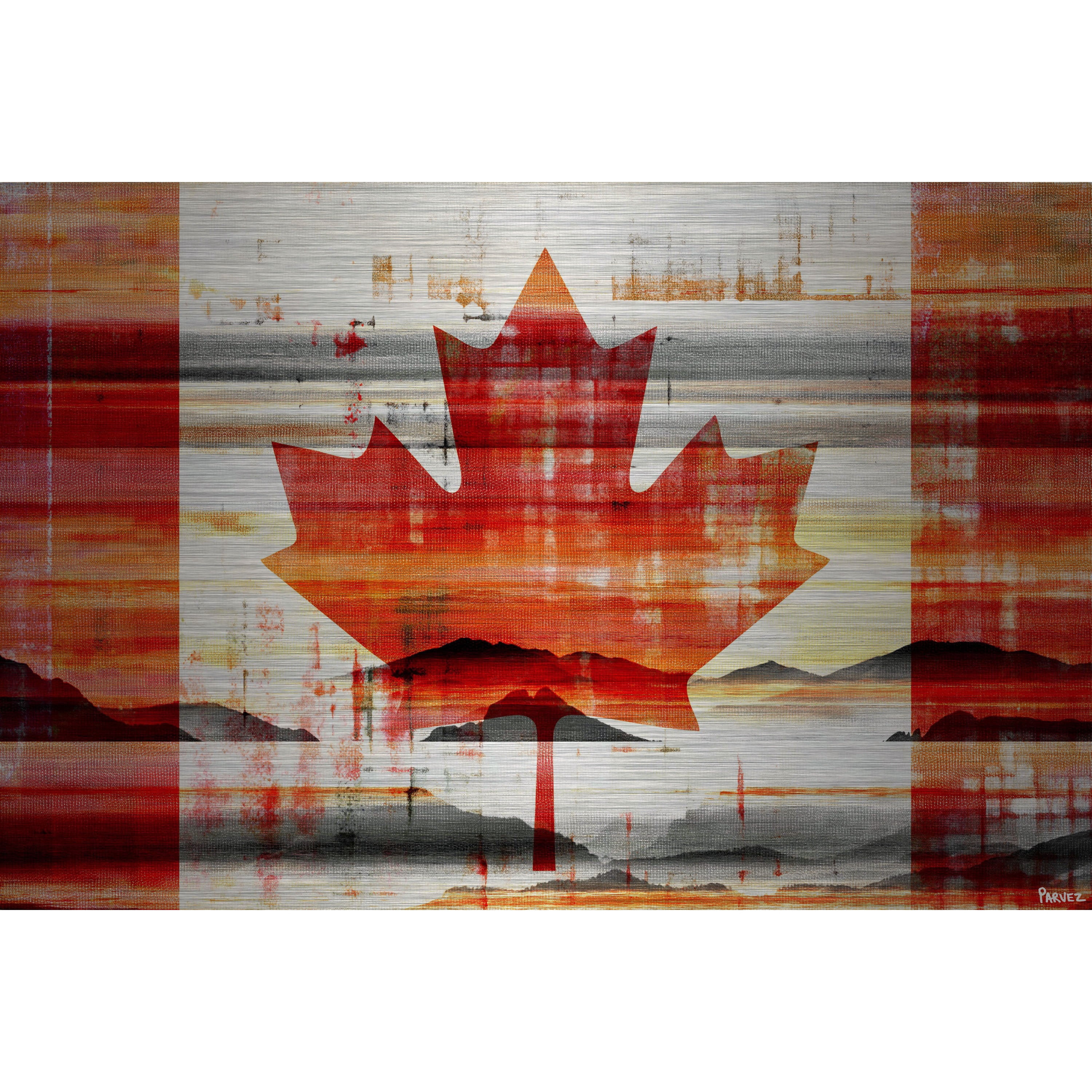 Parvez Taj Pt-Wnpw-38-Al-36 24" x 36" "Canadian Leaf" Art Print On Aluminum