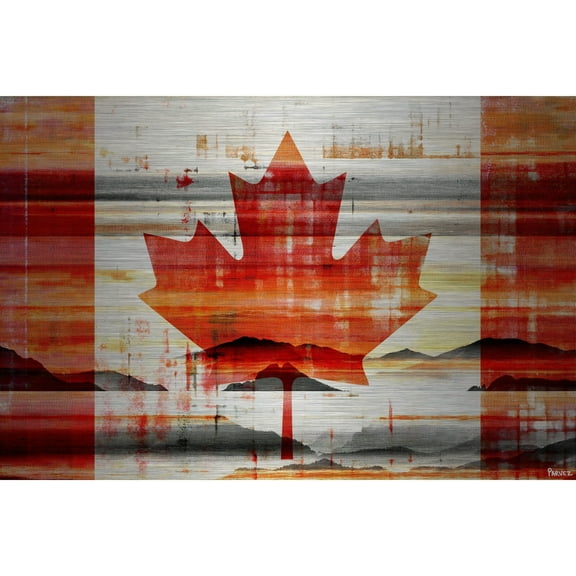 Parvez Taj  - Canadian Leaf Painting Print on Brushed Aluminum 45 x 30