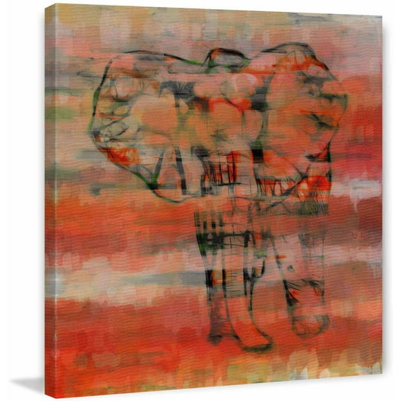 Parvez Taj "Red Elephant" Print on Canvas
