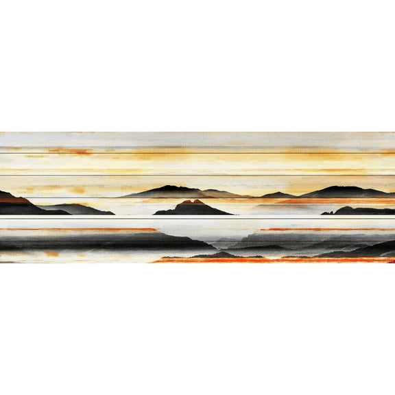 Parvez Taj  - Rolling Hills Painting Print on White Wood 45 x 15