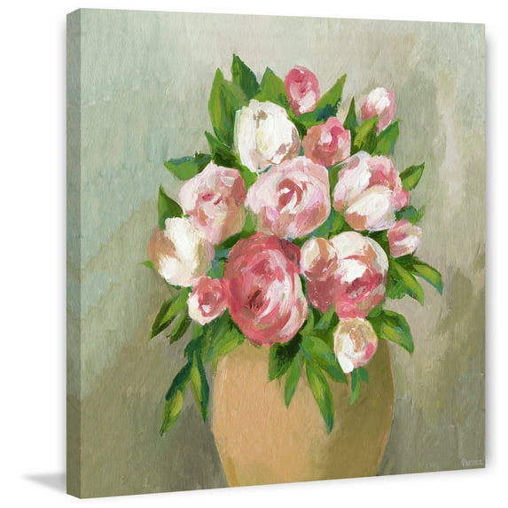 Parvez Taj "Rose Pot" Painting Print on Wrapped Canvas