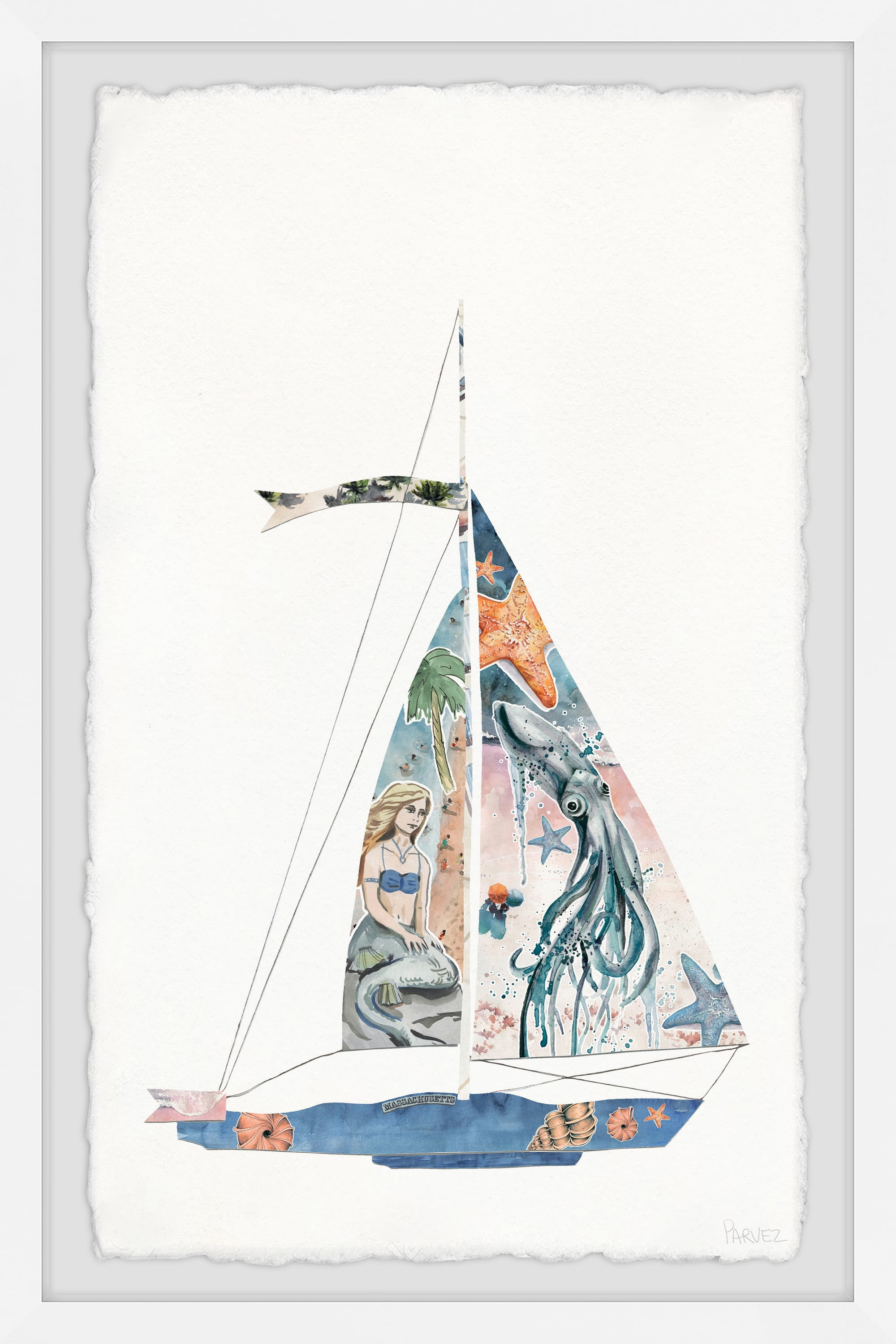 Parvez Taj Sailing Mermaid Framed Wall Art