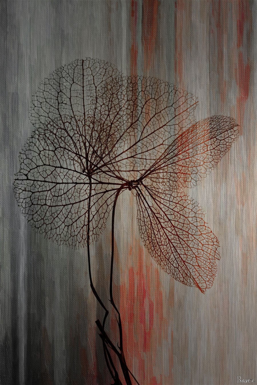 Parvez Taj 36" x 24" Gray and Orange Canvas Print